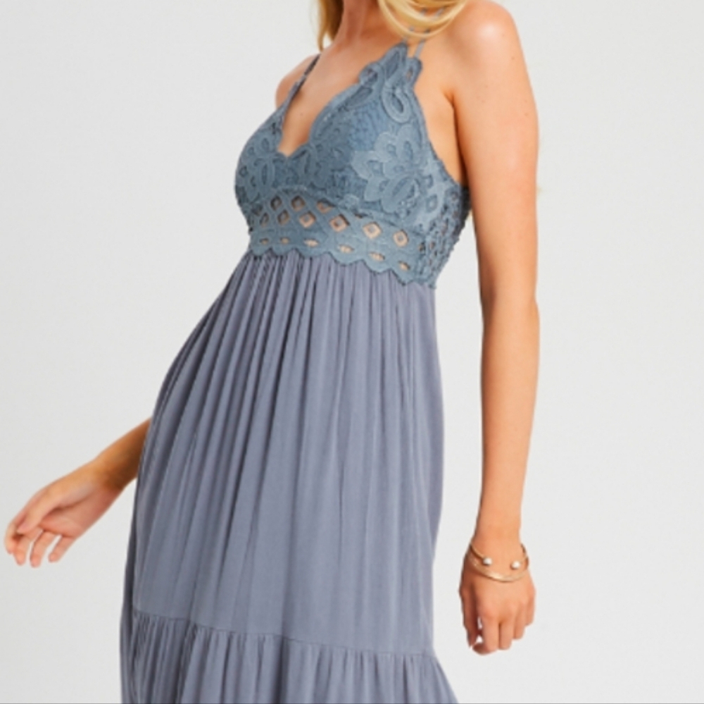 Wishlist Apparel Grey Lace Floorlength Dress